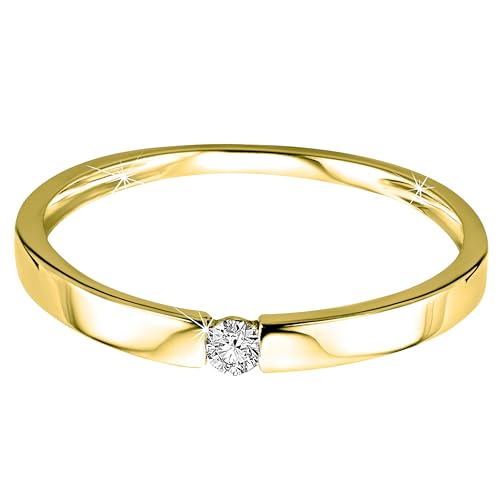 OROVI Ring für Damen Verlobungsring Gold Solitärring Diamantring 9 Karat (375) Brillianten 0.05ct Weißgold oder GelbGold Ring mit Diamanten von OROVI