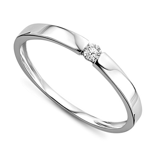 Orovi Ring für Damen Verlobungsring Gold Solitärring Diamantring 9 Karat (375) Brillianten 0.05ct Weißgold oder GelbGold Ring mit Diamanten von OROVI
