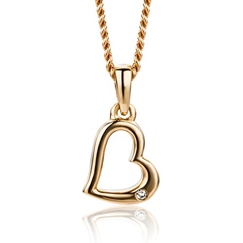 OROVI Halskette Damen mit Herz Rosé 9 Karat / 375 Gold Kette mit Rundschliff Diamant Kette 45 cm von OROVI