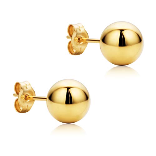 Orovi Schmuck Damen Klassische Zeitlose runde goldene Kugel Ohrstecker elegante Ohrringe aus Gelbgold 18 Karat(750) Gold, Durchmesser 7 mm von OROVI