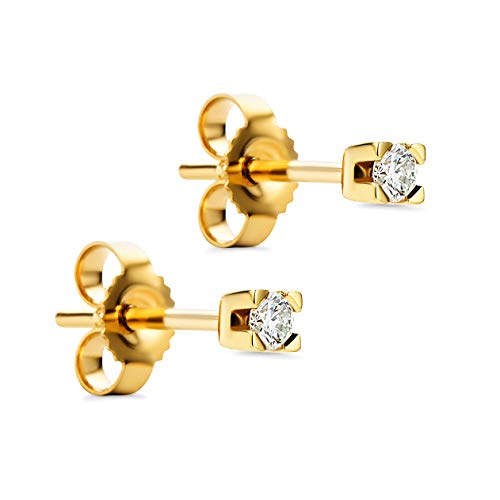 Orovi Ohrringe Ohrstecker mit Diamant 0.10crt,Damen GelbGold Ohrstecker mit Diamant Brillianten 14Karat (585) von OROVI