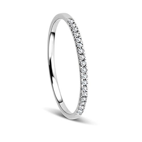 Orovi Ring Damen Ewigkeitsring Weißgold 9 Karat / 375 Gold Diamant Brillianten 0,08 ct von OROVI