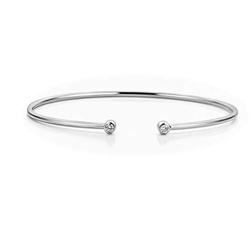 OROVI Schmuck Damen 0,11 Ct Diamant– Armreif Gold mit 2 natürlichen Diamanten im Brillantschliff in einer Zargenfassung Zeitloses klassisches Armband aus Weißgold 9 Karat (375) von OROVI