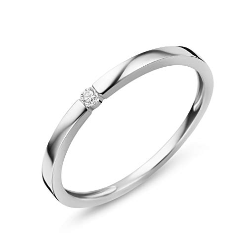 OROVI Damen Diamant Ring Weißgold, Verlobungsring 9 Karat (375) Gold und Diamant Brillanten 0.03 Ct, Solitärring von OROVI