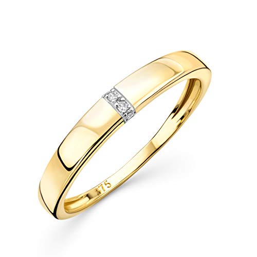 OROVI Schmuck Damen Ring Gelbgold 0.02 Ct Diamant Verlobungsring mit 4 Diamanten Brillanten Ring aus 9 Karat (375) Gold von OROVI