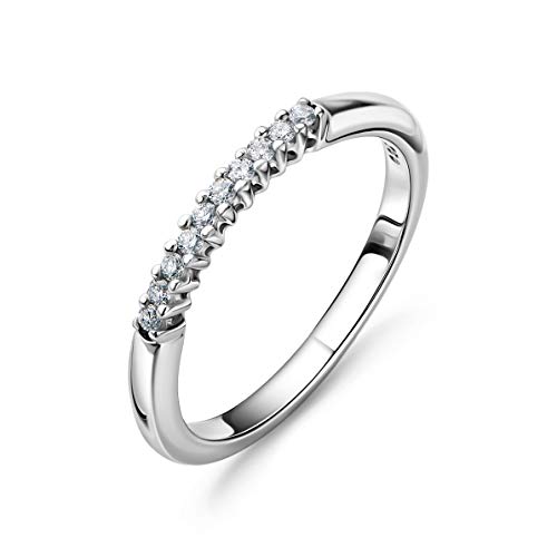 Orovi Schmuck Damen Ring Weißgold 0.10 Ct Diamant Memoire Hochzeitsring 18 Karat (750) Gold und Diamanten Brillanten von OROVI