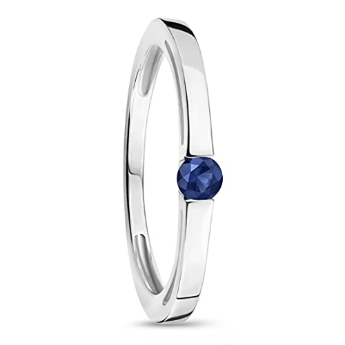 OROVI Schmuck Damen Ring Weißgold mit Edelstein Geburtsstein September blauer Saphir Verlobungsring 9 Karat (375) Gold von OROVI
