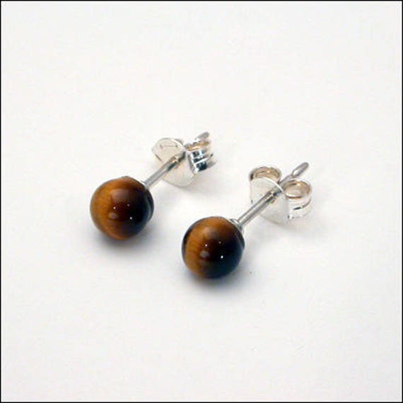 Tigerauge 4 Mm Runde Ohrstecker - Erhältlich in Silber Oder Gold Tigerauge 4 Mm Runde Ohrstecker - Erhältlich in Silber Oder Gold von Orpailleur