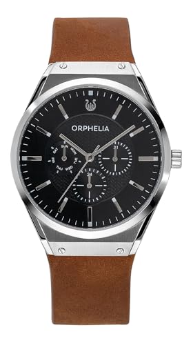 Orphelia Herren Multi Zifferblatt Uhr Saffiano mit Echtleder Armband Braun von Orphelia