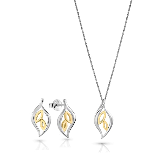 Orphelia 925 Silver Set Earrings + Pendant with Chain Bicolor Leaf von Orphelia