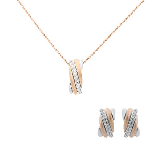 Orphelia 925 Silver Set Pendant with Chain + Earrings Bicolor with Zirconium von Orphelia