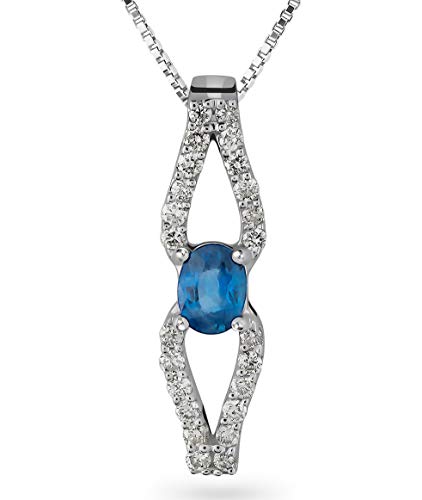 Orphelia Damen-Anhänger 750 Weißgold rhodiniert Saphir blau Ovalschliff - HD-4203 von Orphelia