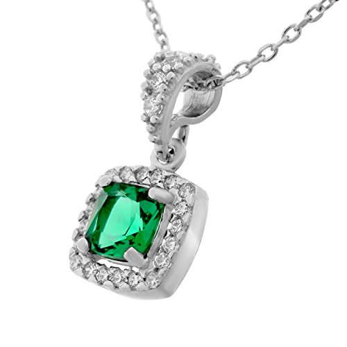 Orphelia Damen-Anhänger met Kette 925 Silber rhodiniert Zirkonia grün Brillantschliff-ZH-7199/GR von Orphelia