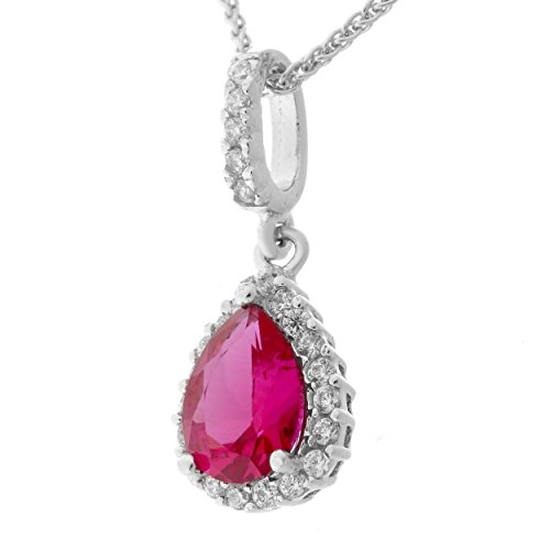 Orphelia Damen-Anhänger met Kette 925 Silber rhodiniert Zirkonia rot Brillantschliff-ZH-7226/RU von Orphelia