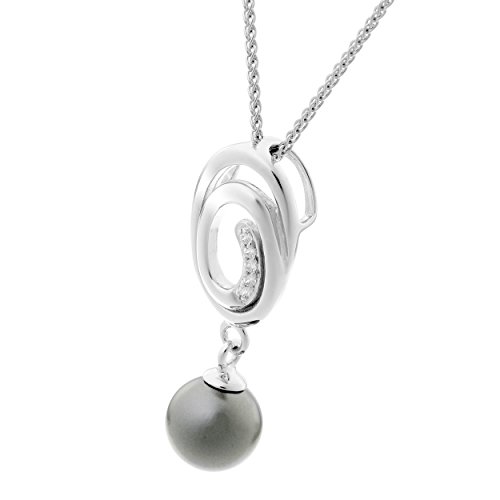 Orphelia Damen-Anhänger met Kette 925 Silber rhodiniert Zirkonia weiß Brillantschliff Perle-ZH-7116 von Orphelia