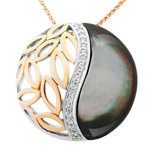 Orphelia Damen-Anhänger met Kette 925 Silber teilvergoldet Zirkonia weiß Brillantschliff Perlmutt-ZH-7112 von Orphelia