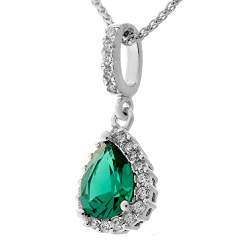 Orphelia Damen-Anhänger met Kette 925 Silber rhodiniert Zirkonia grün Brillantschliff-ZH-7226/EM von Orphelia