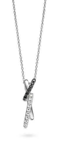 Orphelia Damen Halskette 925 Sterling Silber Zirkonia Schwarz-weiß von Orphelia