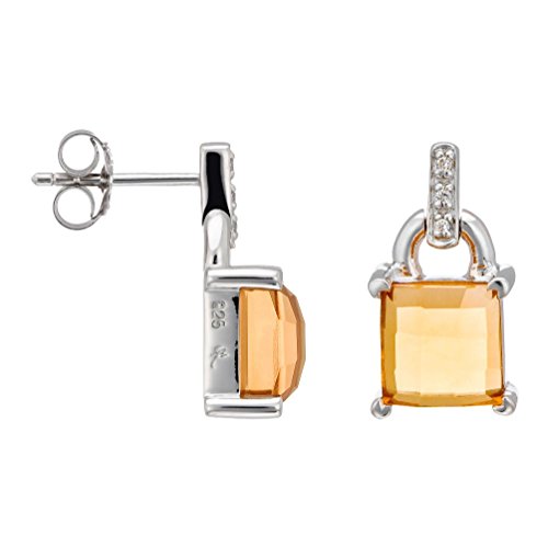 Orphelia Damen-Ohrhänger 925 Silber rhodiniert Quarz orange Quadratschliff Zirkonia 1.8 cm - ZO-5982 von Orphelia