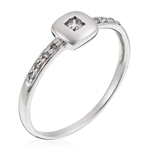 Orphelia Damen-Ring 750 Bicolor teilrhodiniert Diamant (0.05 ct) weiß Rundschliff Saphir Gr. 58 (18.5) - RD-33361/58 von Orphelia