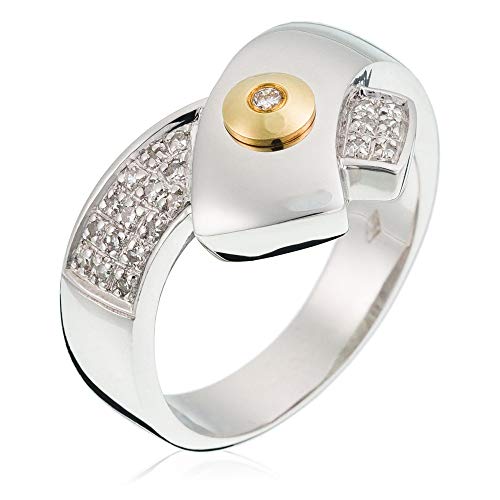 Orphelia Damen-Ring 750 Bicolor teilrhodiniert Diamant (0.16 ct) weiß Rundschliff Gr. 53 (16.9) - RD-33012/53 von Orphelia