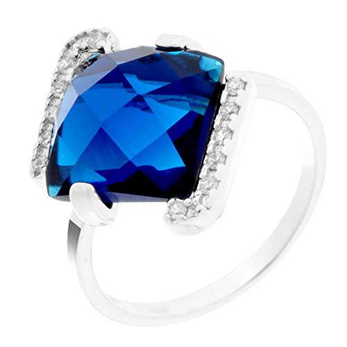 Orphelia Damen-Ring 925 Silber rhodiniert Zirkonia blau Quadratschliff Gr. 52 (16.6)-ZR-7208/52 von Orphelia