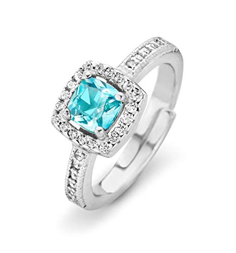 Orphelia Damen-Ring 925 Silber rhodiniert Zirkonia blau Quadratschliff Gr. 54 (17.2)-ZR-7199/TO/54 von Orphelia