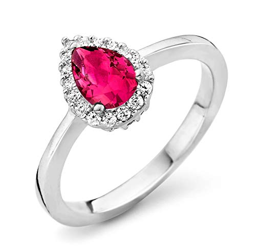 Orphelia Damen-Ring 925 Silber rhodiniert Zirkonia rot Tropfenschliff Gr. 58 (18.5)-ZR-7226/RU/58 von Orphelia