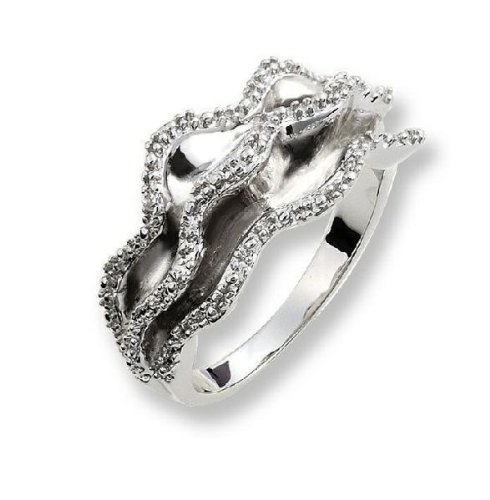 Orphelia Jewelry Damen-Ring 925 Sterling-Silber gewellt mit Zirkonia Weiss Gr. 56 (17.8) ZR-3509/56 von Orphelia