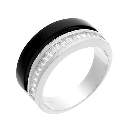 Orphelia Damen-Ring 925 Sterling Silber mit Zirkonia und Onyx Gr.56 ZR-3371/56 von Orphelia