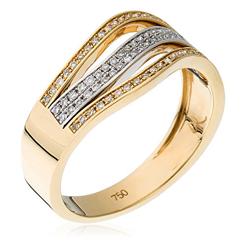 Orphelia Damen-Ring Gold & Diamond Collection 750 Bicolor rhodiniert Diamant (0.32 ct) weiß Rundschliff Gr. 50 (15.9) - RD-3387/50 von Orphelia