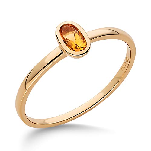 Orphelia Damen-Stapelring 18_k_(750) Gelbgold mit Oval Citrin '- Ringgröße 52 RD-3926/CIT/52 von Orphelia