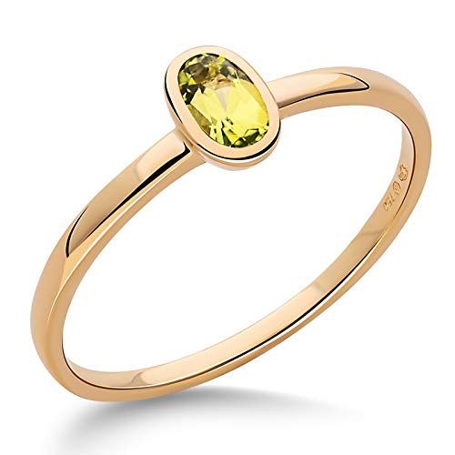 Orphelia Damen-Stapelring 18_k_(750) Gelbgold mit Oval Peridot '- Ringgröße 58 RD-3926/PRD/58 von Orphelia