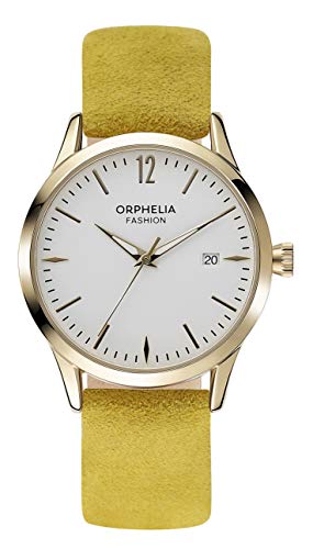 Orphelia Fashion Damen-Armbanduhr Suede Analog Quarz mit Leder Armband, Gelb von Orphelia