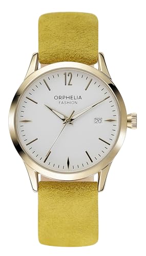 Orphelia Fashion Damen-Armbanduhr Suede Analog Quarz mit Leder Armband, Gelb von Orphelia