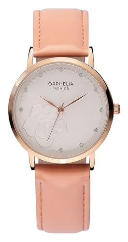 Orphelia Fashion Damen Analog Uhr Petal Blossom mit Leder Armband, Rosa von Orphelia