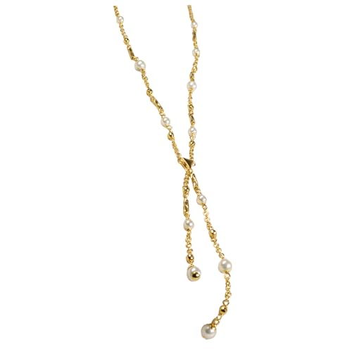 Orquidea | Halskette | Irina Halskette | Organische Mallorca-Perlen | 4 mm | Kettenlänge 43 cm bis 47 cm | 925% Sterlingsilber vergoldet mit 18 Karat | Weiß von Orquidea