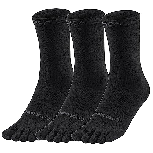 OrrinSports Zehensocken Liner Crew Socken für Männer Frauen Coolmax fünf Finger Socken 3 Paare laufen Socken von OrrinSports