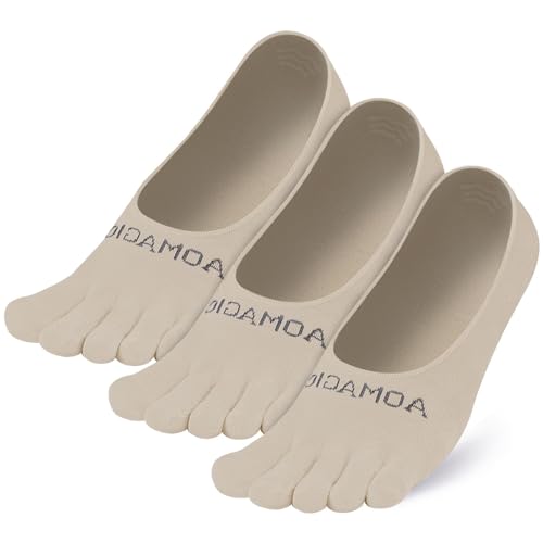 OrrinSports Zehensocken Zehensocken für Damen Unsichtbare Lauf-Socken, Rutschfeste Knöchelsocken 3er Pack Fünf-Finger-Socken von OrrinSports