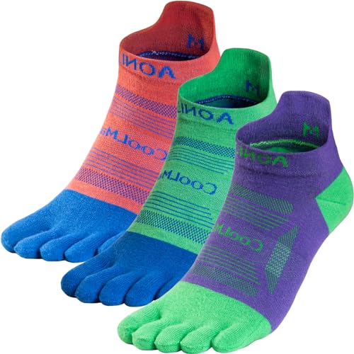 OrrinSports Zehensocken für Frauen Männer Coolmax Laufsocken 5 Fingersocken athletische Zehensocken 3 Paar von OrrinSports