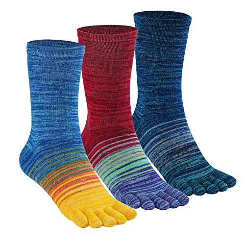 OrrinSports Zehensocken für Männer Frauen Baumwolle Crew Running Socken gestreift fünf Finger Socken 3 Paare von OrrinSports