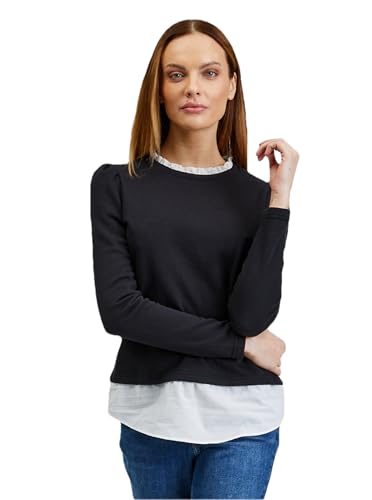 ORSAY Schwarzer Damenpullover mit Hemdeneinsatz Damen-Oberteile | Tops, T-Shirts und Blusen | Modische Oberbekleidung | Vielfältige Styles | Trendige Damenmode | Casual Outfits | Elegante Tops L von ORSAY