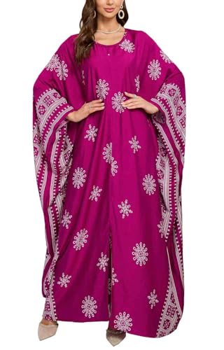 Orshoy Damen Bademode Türkische Kaftans Strandkleid Maxi Beach Langes Kleid Bikini Cover Ups Kimono Vertuschungsroben Rosenrot von Orshoy