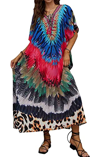 Orshoy Damen Elegant Sommerkleider Lange Kleid V-Ausschnitt Maxikleid Partykleid Causal Boho Kleid für Urlaub und Strand A-Print 5 von Orshoy