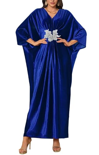 Orshoy Damen Kaftan Dresses Bikini Coverups Strandkleid Long Beach Cover Up Freizeitkleid Causal Kleid Cocktailkleid Strandponcho Badeanzug Blau von Orshoy