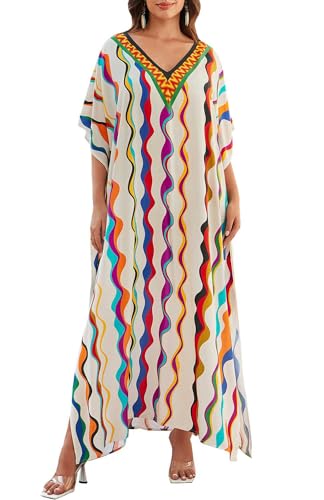 Orshoy Damen Kaftan Kleid Bikini Strandkleid Sommerkleid V Ausschnitt Pareos Sommer Maxikleid Strand Lange Badeanzug Cover Ups Gewellte Linie Orshoy Damen Kaftan Kleid Bikini Strandkleid Sommerkleid V Ausschnitt Pareos Sommer Maxikleid Strand Lange Badeanzug Cover Ups Gewellte Linie von Orshoy