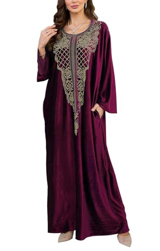 Orshoy Damen Kaftan Kleider Langes Strandkleid Vertuschungen Bikini Cover Up Maxi Kleid Tunika Kleid Loungewear Badeanzug Kimono Beach Dress Lose Maxi Kaftan Burgunderrot von Orshoy