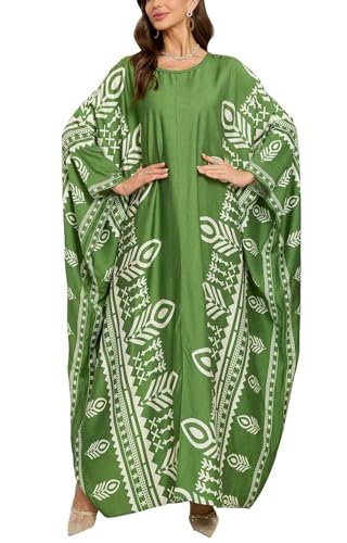 Orshoy Damen Lose Kaftan Kleider Badeanzug Cover Up Maxi Kleid Badeanzug Kimono Strandkleid Vertuschungen Loungewear Smaragdgrön von Orshoy