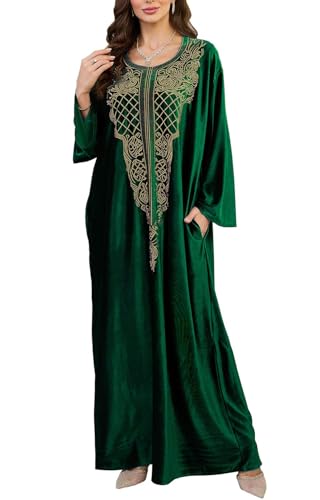 Orshoy Damen Sommerkleider Maxikleid Kaftan Elegant Freizeitkleider V Ausschnitt Kleid Sommer Festliche Kleider Freizeit Strandkleid Lässige Lange Kleid Abendkleid Grün von Orshoy
