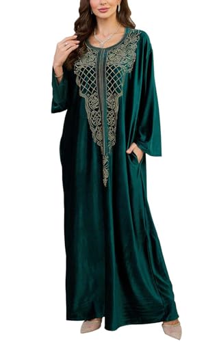 Orshoy Damen Strand Kaftan Strandkleid Langes V-Ausschnitt Kleid Beachwear Cover Up Bademode Strandponcho Vertuschungen Sleepwear Sarong Pareo Sommer Dunkelgrün von Orshoy